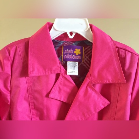 Girls Pink Platinum Pink Jacket Belted Trench Coat - Ruffles Bows - Size 6X - Picture 4 of 6